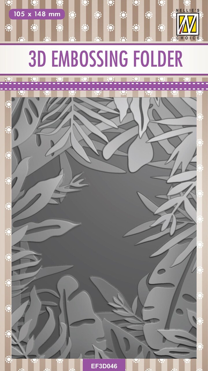 Nellie's Choice 3D Embossing Folder - Frame Of Tropical Leaves